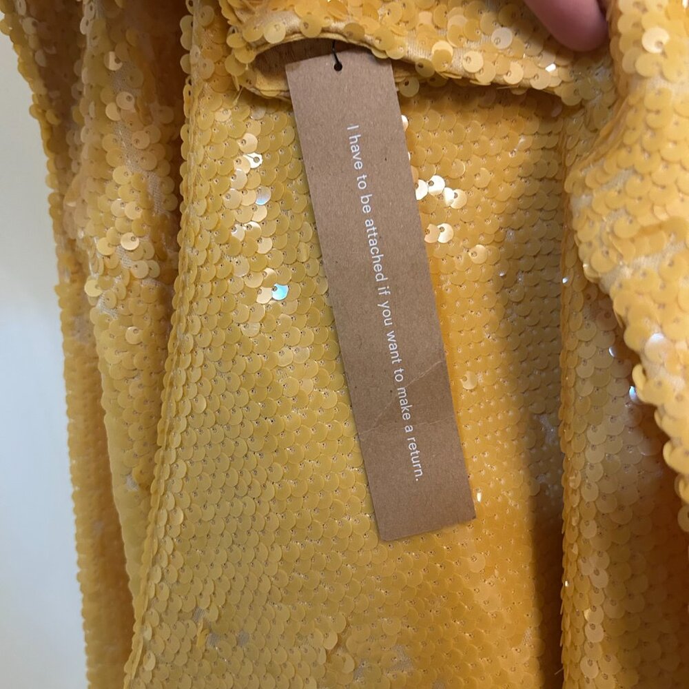 NWT Reformation Mariska Dress in Ochre Sequin Yellow Size 2 - Picture 7 of 11